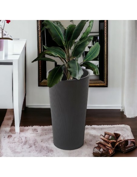 Plantenbak rond L hoog Ø25 × 47 cm mat, 21 L – Zwart | Töpferkönig