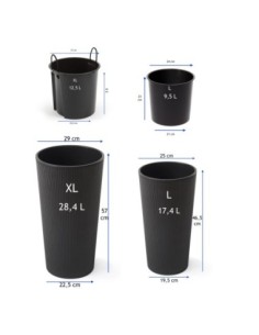 Set di 2 fioriere rotonde alte Ø25 × 47 + Ø29 × 57 cm opache con sistema di irrigazione – Antracite | Töpferkönig 2
