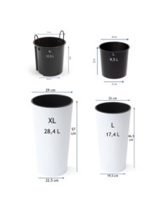 Lot de 2 pots hauts ronds Ø25 × 47 + Ø29 × 57 cm mats avec système d'arrosage – Blanc | Töpferkönig 2