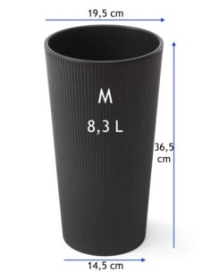 Fioriera rotonda M alta Ø20 × 37 cm opaca, 8,3 L – Nero | Töpferkönig 2
