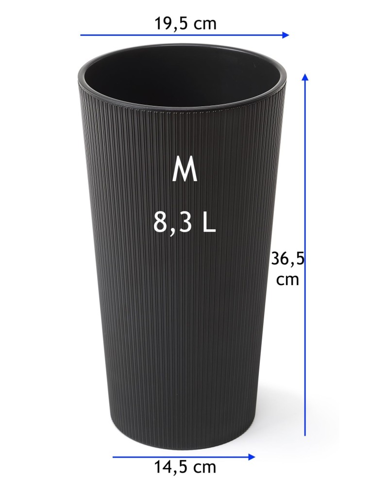 Plantenbak rond M hoog Ø20 × 37 cm mat, 8,3 L – Zwart | Töpferkönig