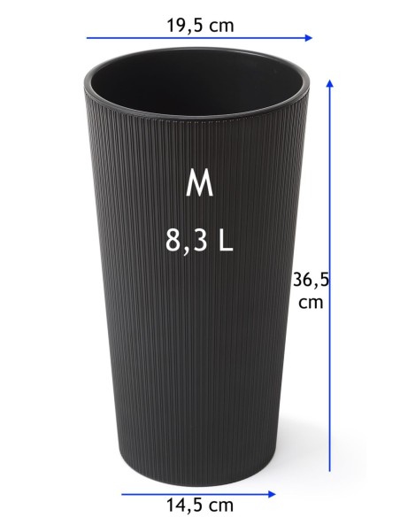 Blumenkübel rund M hoch Ø20 × 37 cm Matt, 8,3 L – Schwarz | Töpferkönig