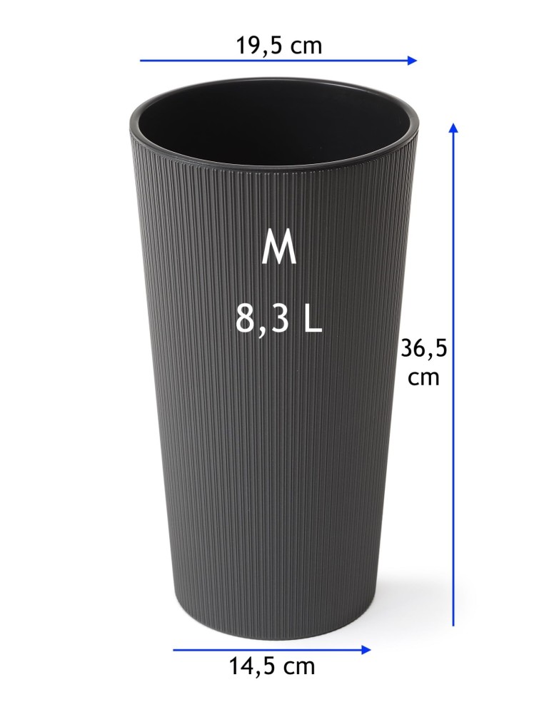 Pot haut rond M Ø20 × 37 cm mat, 8,3 L – Anthracite | Töpferkönig