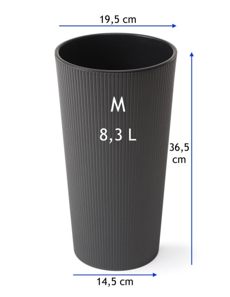 Plantenbak rond M hoog Ø20 × 37 cm mat, 8,3 L – Antraciet | Töpferkönig