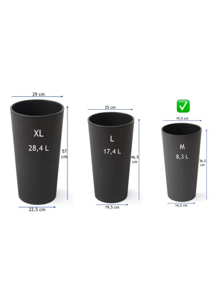Plantenbak rond M hoog Ø20 × 37 cm mat, 8,3 L – Antraciet | Töpferkönig