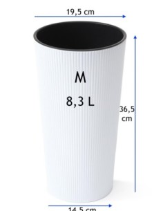 Macetero redondo M alto Ø20 × 37 cm mate, 8,3 L – Blanco | Töpferkönig 2
