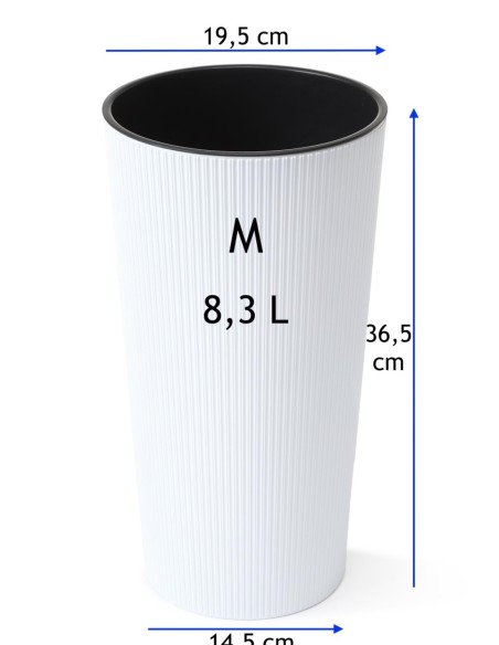 Macetero redondo M alto Ø20 × 37 cm mate, 8,3 L – Blanco | Töpferkönig