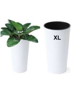 Macetero redondo XL alto Ø29 × 57 cm mate, 28,4 L – Blanco | Töpferkönig