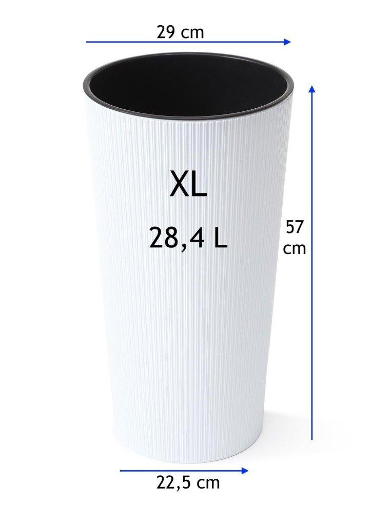 Fioriera rotonda XL alta Ø29 × 57 cm opaca, 28,4 L – Bianco | Töpferkönig