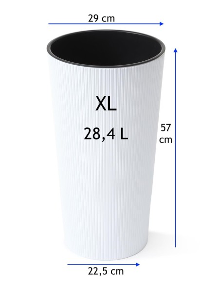 Pot haut rond XL Ø29 × 57 cm mat, 28,4 L – Blanc | Töpferkönig