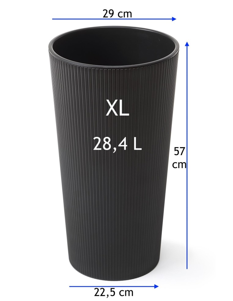 Plantenbak rond XL hoog Ø29 × 57 cm mat, 28,4 L – Antraciet | Töpferkönig