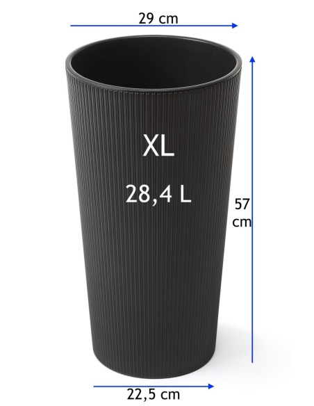 Macetero redondo XL alto Ø29 × 57 cm mate, 28,4 L – Antracita | Töpferkönig