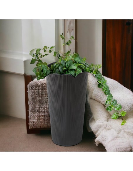 Fioriera rotonda XL alta Ø29 × 57 cm opaca, 28,4 L – Antracite | Töpferkönig