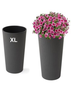 Fioriera rotonda XL alta Ø29 × 57 cm opaca, 28,4 L – Nero | Töpferkönig