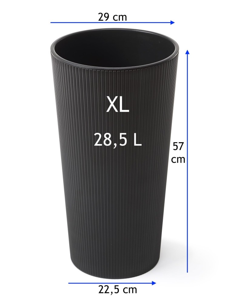 Pot haut rond XL Ø29 × 57 cm mat, 28,4 L – Noir | Töpferkönig