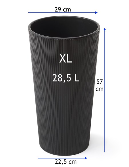 Macetero redondo XL alto Ø29 × 57 cm mate, 28,4 L – Negro | Töpferkönig