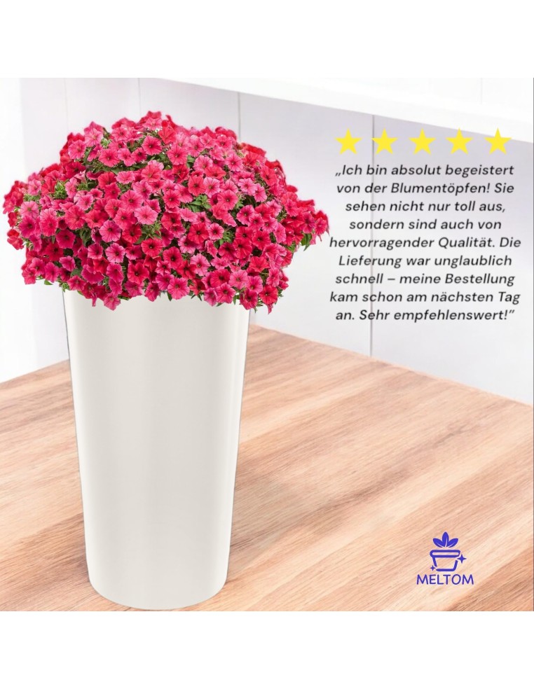 Macetero redondo L alto Ø29 × 57 cm brillante, 28,4 L – Crema | Töpferkönig