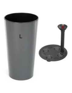 Fioriera rotonda L alta Ø25 × 46 cm lucida con sistema di irrigazione, 21 L – Antracite | Töpferkönig