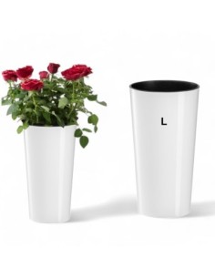 Plantenbak rond L hoog Ø25 × 46 cm hoogglans, 21 L – Wit | Töpferkönig