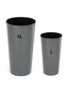 Blumenkübel-Set rund 2-teilig hoch Ø25 × 47 + Ø29 × 57 cm Hochglanz – Anthrazit | Töpferkönig