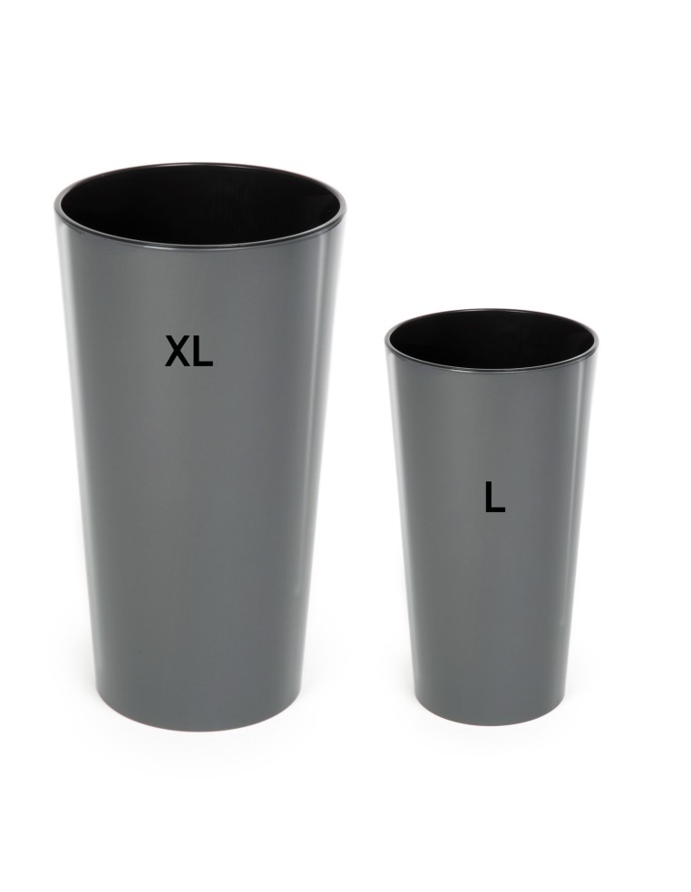 Lot de 2 pots hauts ronds Ø25 × 47 + Ø29 × 57 cm brillants – Anthracite | Töpferkönig