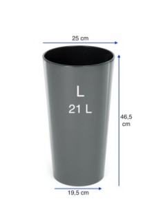 Juego de 2 maceteros redondos altos Ø25 × 47 + Ø29 × 57 cm brillantes – Antracita | Töpferkönig 2