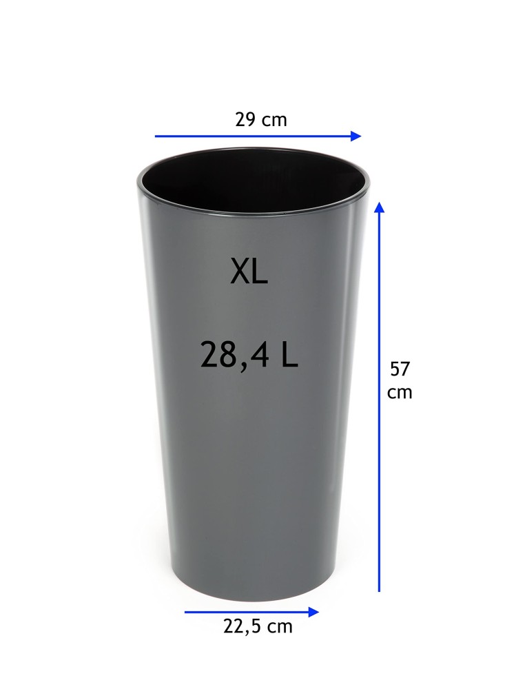 Blumenkübel-Set rund 2-teilig hoch Ø25 × 47 + Ø29 × 57 cm Hochglanz – Anthrazit | Töpferkönig