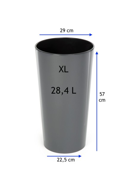 Blumenkübel-Set rund 2-teilig hoch Ø25 × 47 + Ø29 × 57 cm Hochglanz – Anthrazit | Töpferkönig