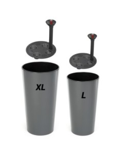 Set van 2 hoge ronde plantenbakken Ø25 × 47 + Ø29 × 57 cm hoogglans met bewateringssysteem – Antraciet | Töpferkönig