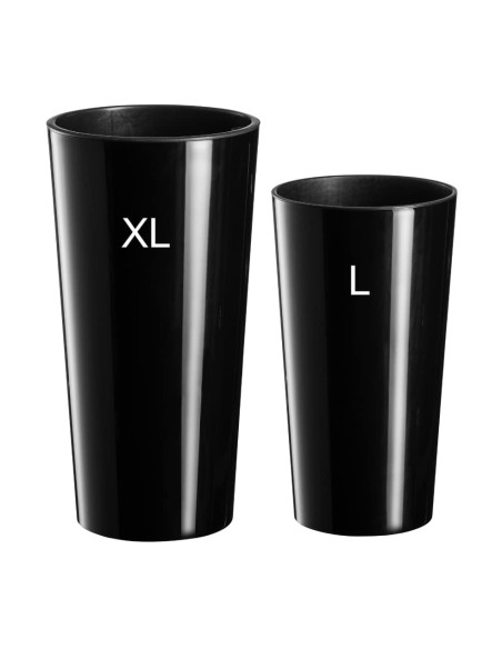 Lot de 2 pots hauts ronds Ø25 × 47 + Ø29 × 57 cm brillants – Noir | Töpferkönig