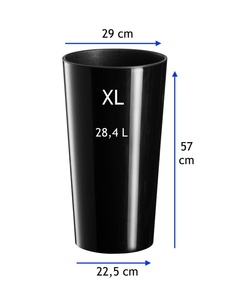 Lot de 2 pots hauts ronds Ø25 × 47 + Ø29 × 57 cm brillants – Noir | Töpferkönig