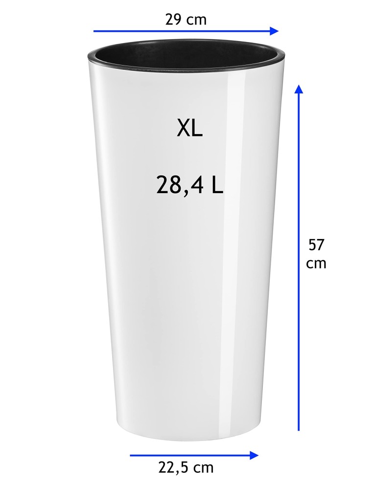 Juego de 2 maceteros redondos altos Ø25 × 47 + Ø29 × 57 cm brillantes – Blanco | Töpferkönig