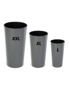 Juego de 3 maceteros redondos altos Ø25 × 47 + Ø29 × 57 + Ø40 × 75 cm brillantes – Antracita | Töpferkönig
