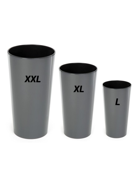 Set di 3 fioriere rotonde alte Ø25 × 47 + Ø29 × 57 + Ø40 × 75 cm lucide – Antracite | Töpferkönig