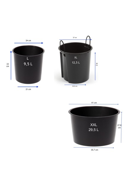 Blumenkübel-Set rund 3-teilig hoch Ø25 × 47 + Ø29 × 57 + Ø40 × 75 cm Hochglanz – Anthrazit | Töpferkönig
