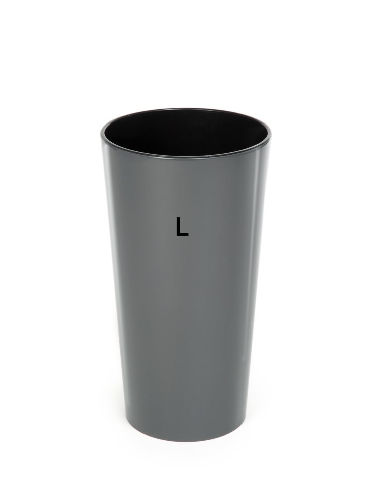 Plantenbak rond L hoog Ø25 × 47 cm hoogglans, 21 L – Antraciet | Töpferkönig