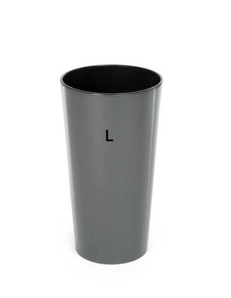 Plantenbak rond L hoog Ø25 × 47 cm hoogglans, 21 L – Antraciet | Töpferkönig