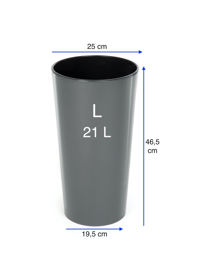Plantenbak rond L hoog Ø25 × 47 cm hoogglans, 21 L – Antraciet | Töpferkönig