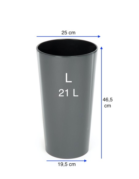 Blumenkübel rund L hoch Ø25 × 47 cm Hochglanz, 21 L – Anthrazit | Töpferkönig