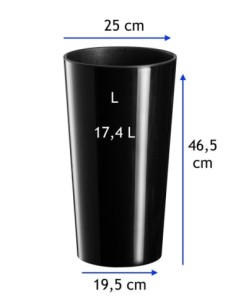 Fioriera rotonda L alta Ø25 × 47 cm lucida, 21 L – Nero | Töpferkönig 2