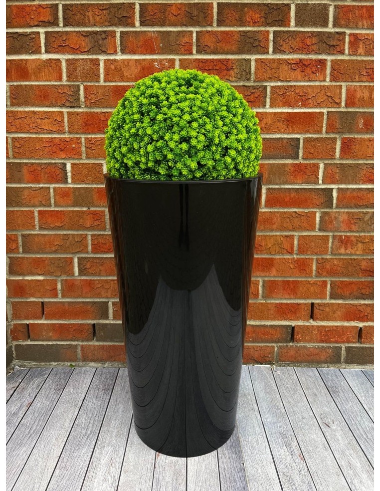 Fioriera rotonda L alta Ø25 × 47 cm lucida, 21 L – Nero | Töpferkönig