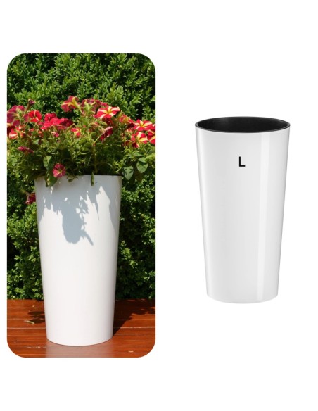 Plantenbak rond L hoog Ø25 × 47 cm hoogglans, 21 L – Wit | Töpferkönig