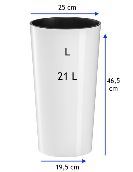 Pot haut rond L Ø25 × 47 cm brillant, 21 L – Blanc | Töpferkönig
