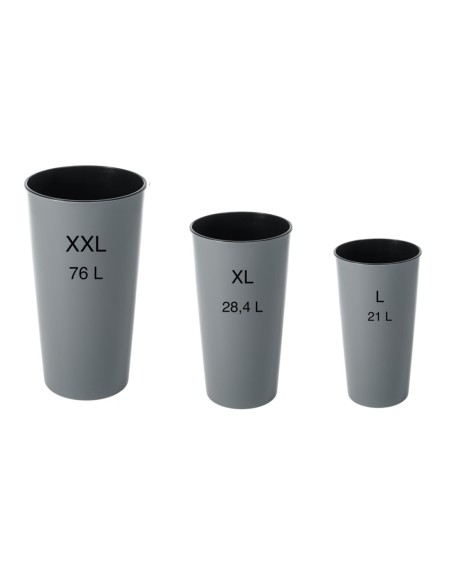 Plantenbak rond hoog Ø29 × 57 cm hoogglans met bewateringssysteem, 28 L – Grijs | Töpferkönig