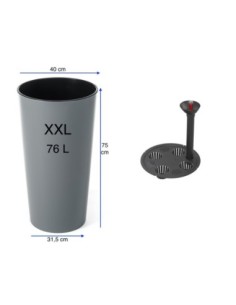 Plantenbak rond hoog Ø29 × 57 cm hoogglans met bewateringssysteem, 28 L – Grijs | Töpferkönig 2