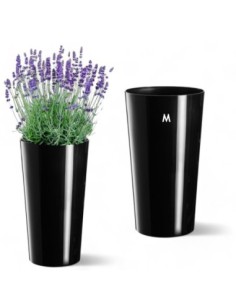 Pot haut rond M Ø20 × 37 cm brillant, 8,3 L – Noir | Töpferkönig