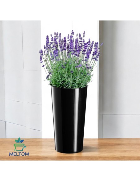 Pot haut rond M Ø20 × 37 cm brillant, 8,3 L – Noir | Töpferkönig