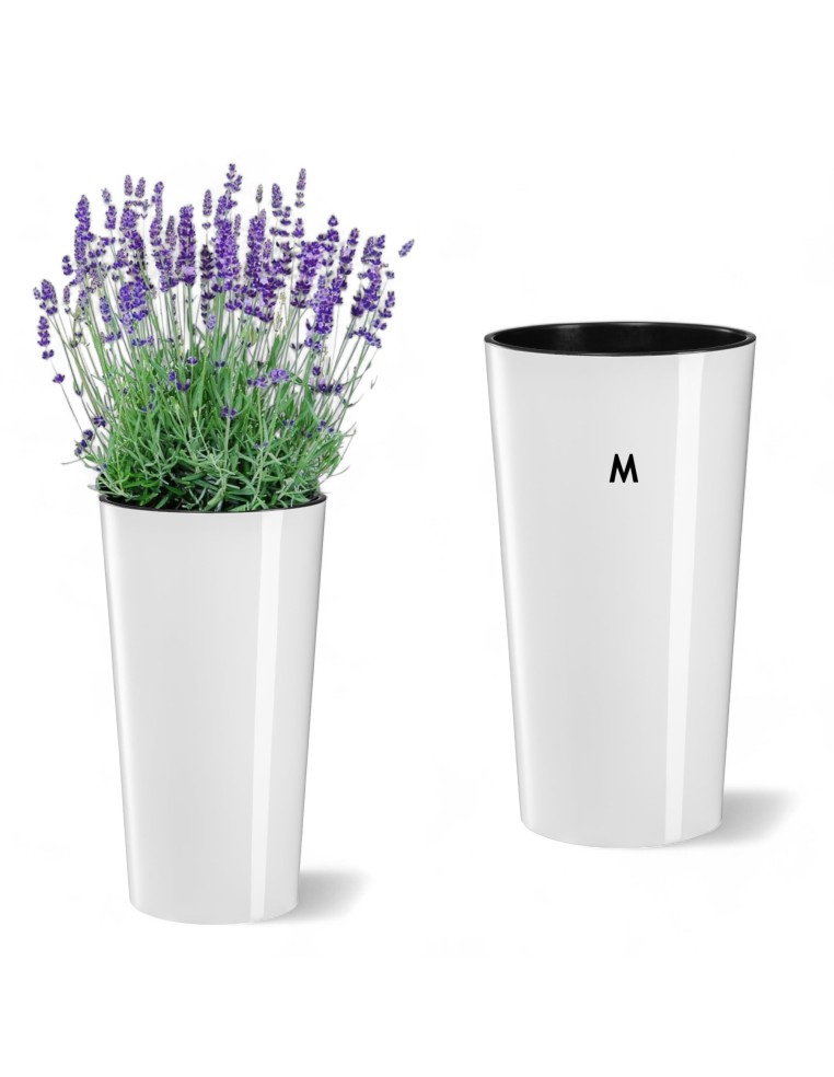 Fioriera rotonda M alta Ø20 × 37 cm lucida, 8,3 L – Bianco | Töpferkönig