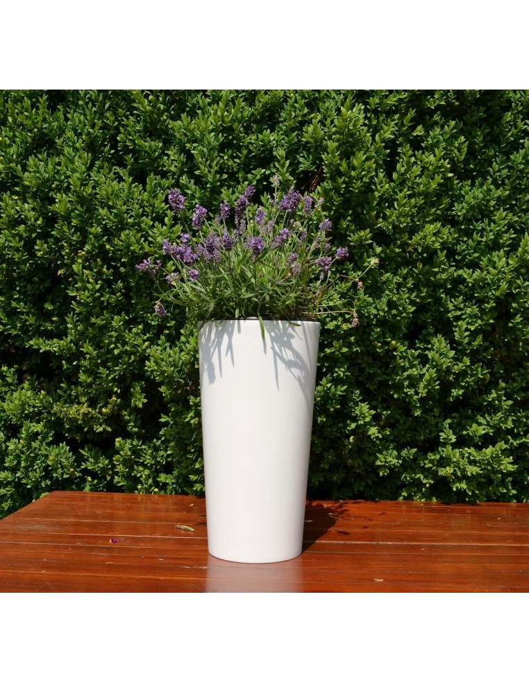 Fioriera rotonda M alta Ø20 × 37 cm lucida, 8,3 L – Bianco | Töpferkönig