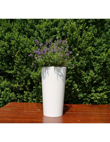 Blumenkübel rund M hoch Ø20 × 37 cm Hochglanz, 8,3 L – Weiß | Töpferkönig